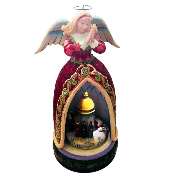Jim Shore Christmas Lit Nativity Angel Silent Night Lighted...